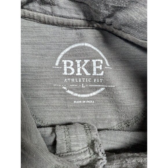 BKE Buckle Polo Shirt Men Large Gray Athletic Fit Distressed Raw Trim Streetwear - Picture 3 of 9